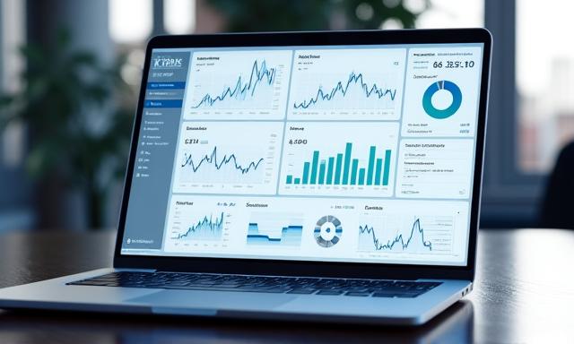 Dashboard einer Finanz-App auf einem Laptop-Bildschirm